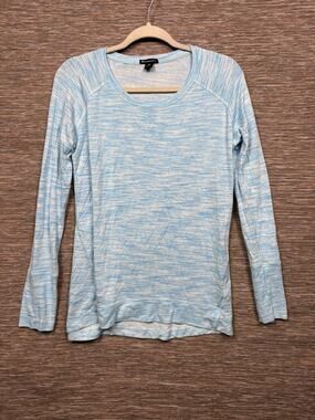 Champion Shirt Womens Medium Blue Space Dye Raglan Long Sleeve Scoop Neck Top